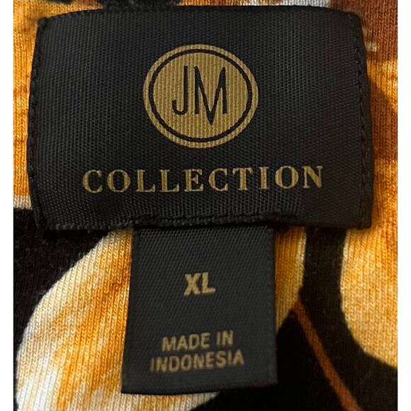 JM CCOLLECTION LONG SLV PULL-OVER RND NECK TOP, WOMENS, XL, BLACK, YELLOW FLORAL - Picture 10 of 12